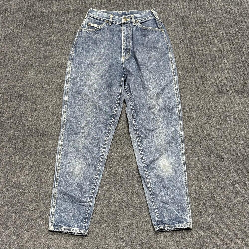 Vintage Lee Jeans Womens 6 Medium Blue Acid Wash High Rise Tapered Made USA 80s
